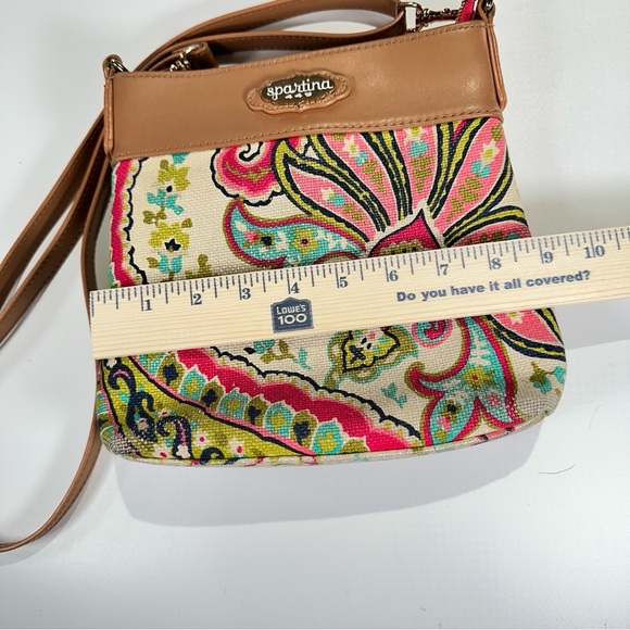Spartina 449 Paisley Crossbody Canvas Leather Bag - Picture 12 of 15